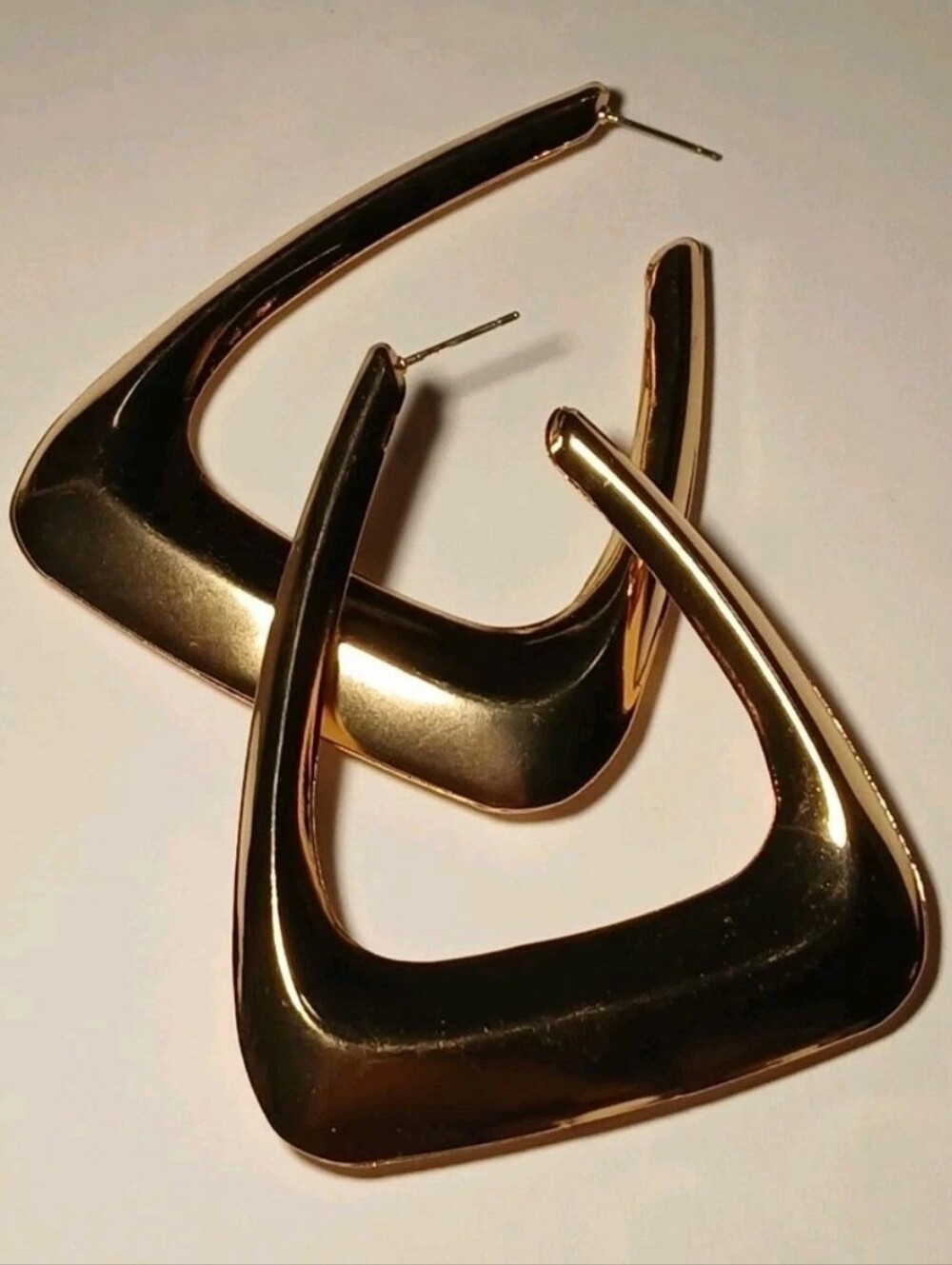 Chunky Triangle Hoop Earrings Gold Tone
